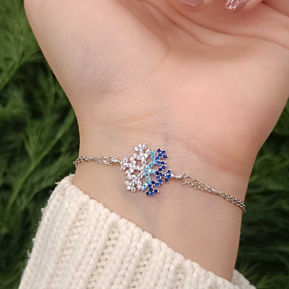 925 Sterling Silver Snow flak Bracelet - White Zircon