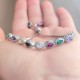 925 Sterling Silver Colored Zircon Bracelet - Multi Colored Bracelet