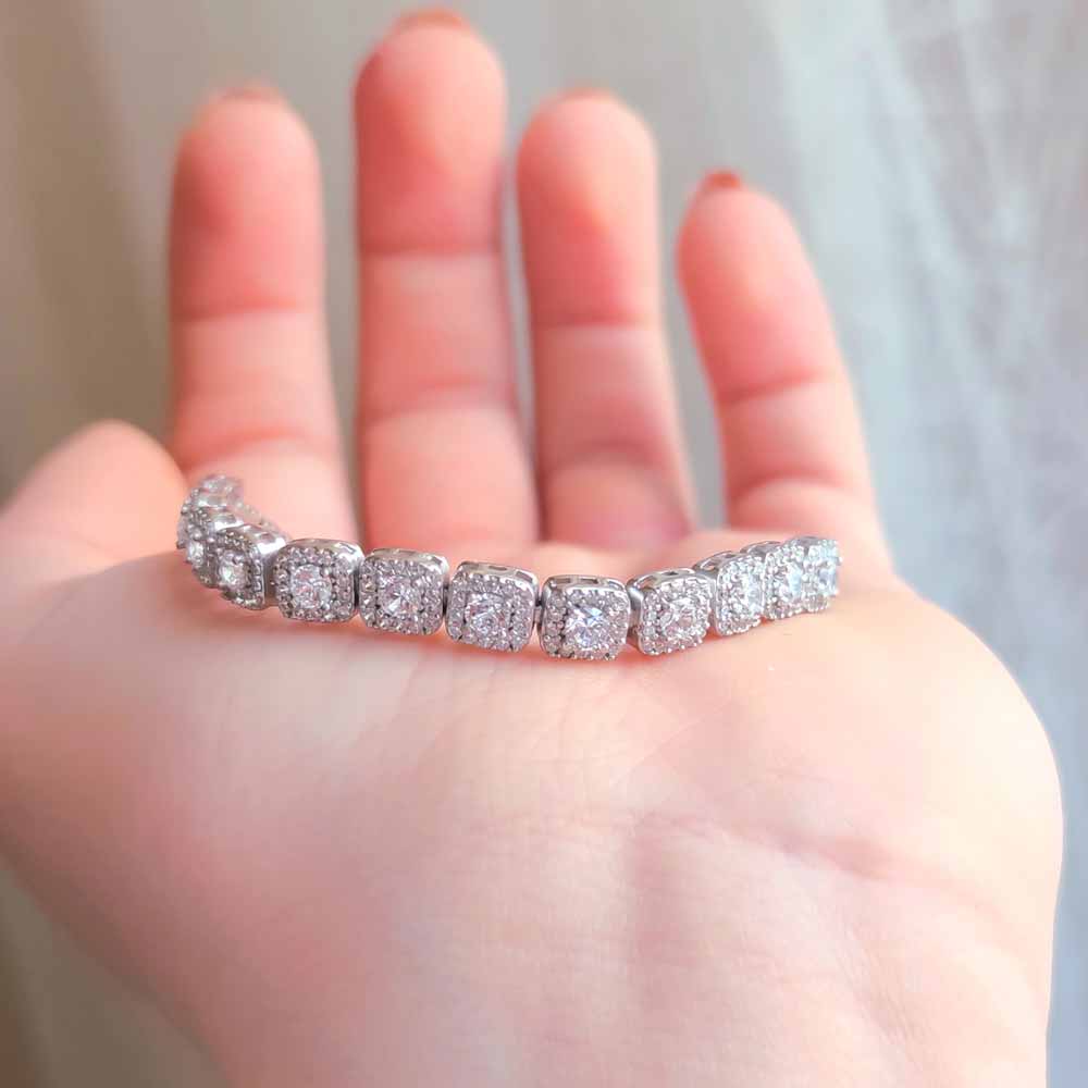 925 Sterling Silver High Quality White Zİrcon's Bracelet - White Zircon