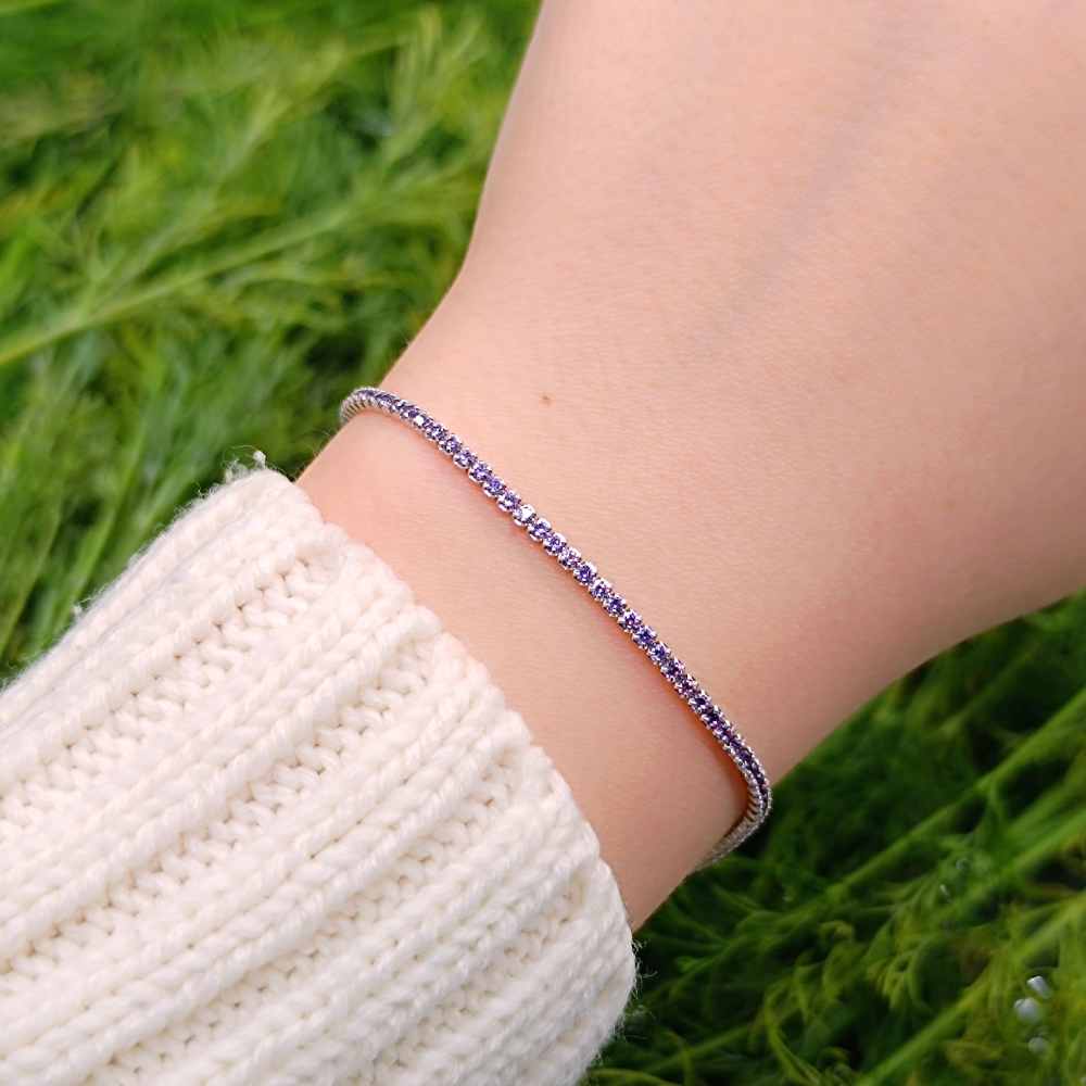 925 Sterling Silver Purple Zircon Bracelet - Colored Bracelet