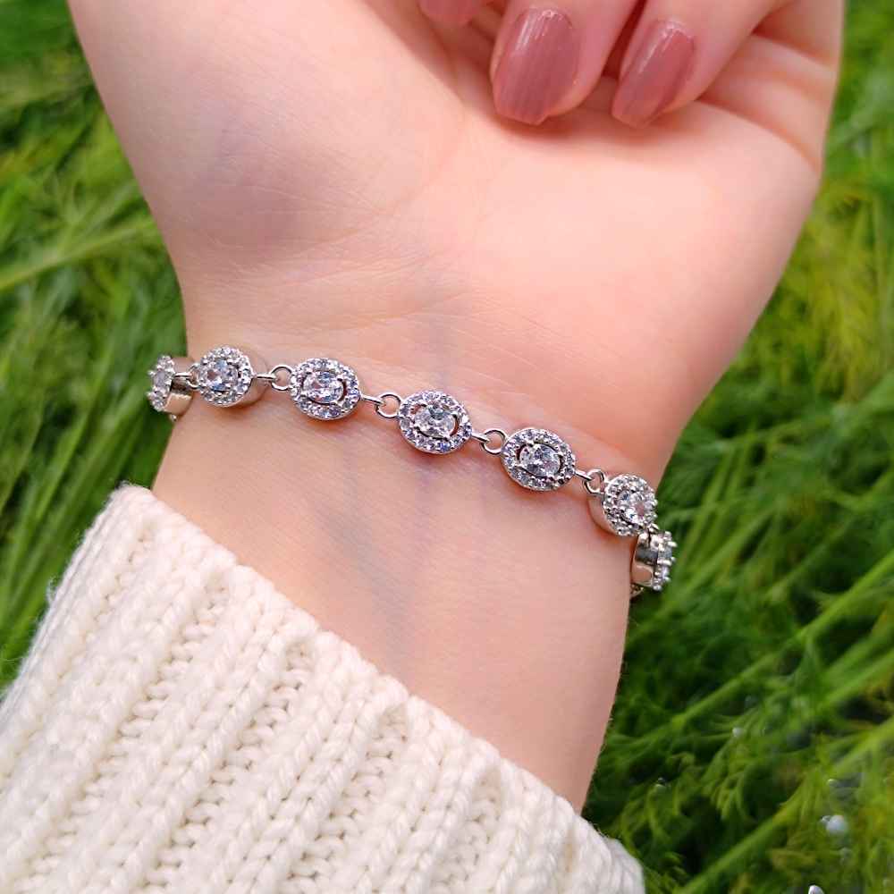 925 Sterling Silver Balls Bracelet - White Zircon