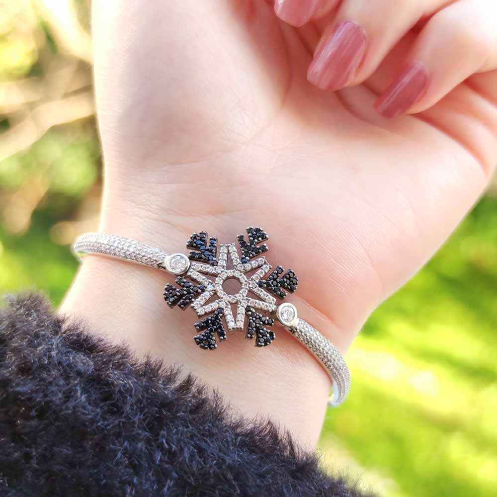 925 Sterling Silver Colorec Snow Flake Bracelet - Multi Colored Bracelet