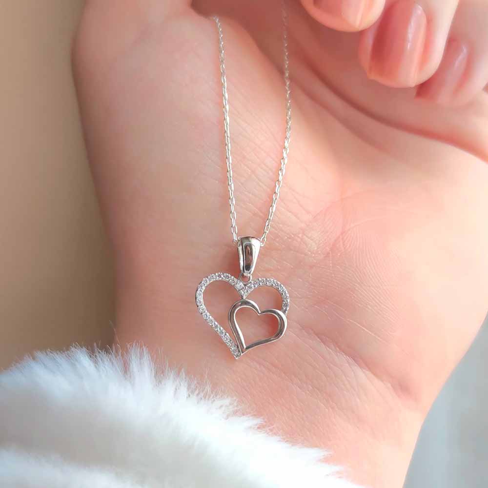 925 Sterling Silver Hearts Necklace