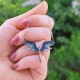 925 Sterling Silver Winged Bird Necklace - Multi Colored Zircon