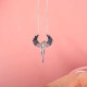 925 Sterling Silver Winged Bird Necklace - Multi Colored Zircon