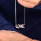 925 Sterling Silver Love Necklace - Multi colored Zircon