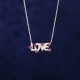 925 Sterling Silver Love Necklace - Multi colored Zircon