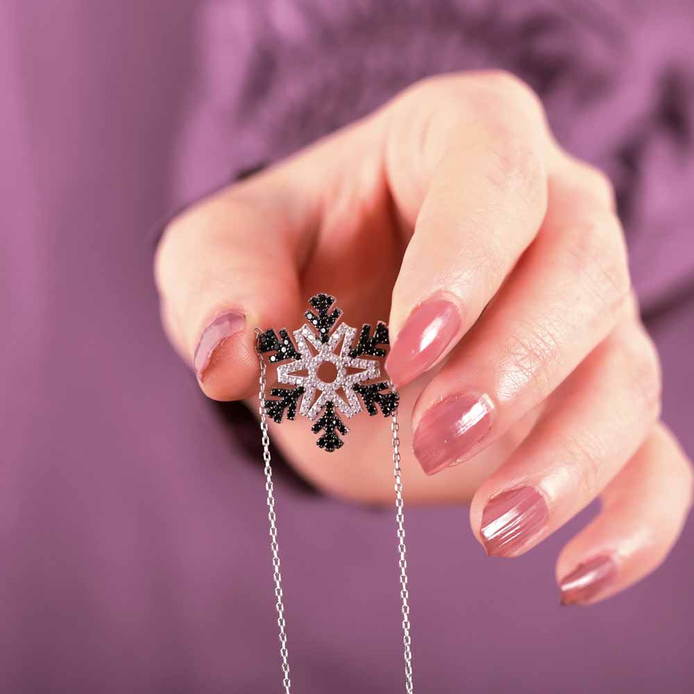 925 Sterling Silver Colored Snow Flake Necklace