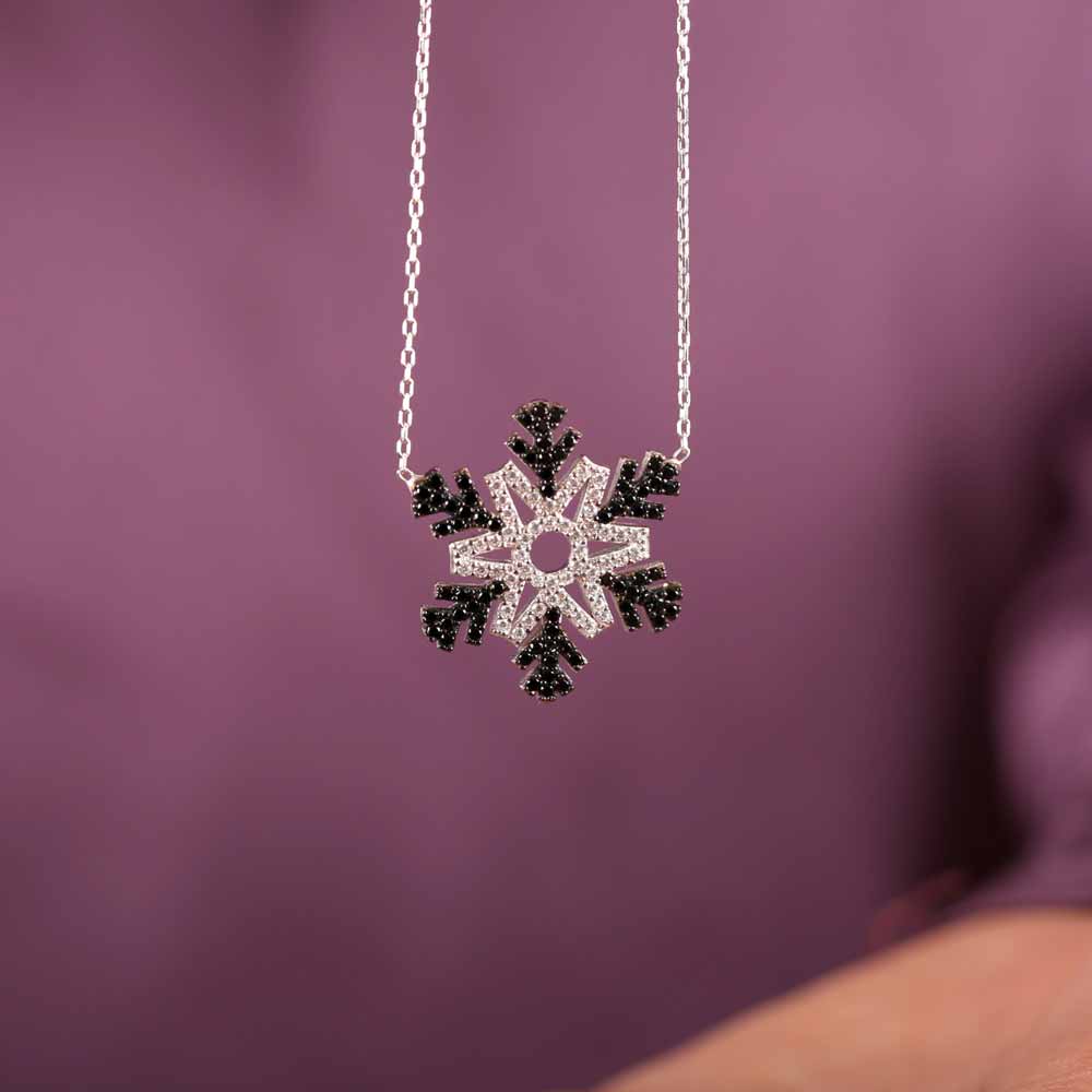 925 Sterling Silver Colored Snow Flake Necklace