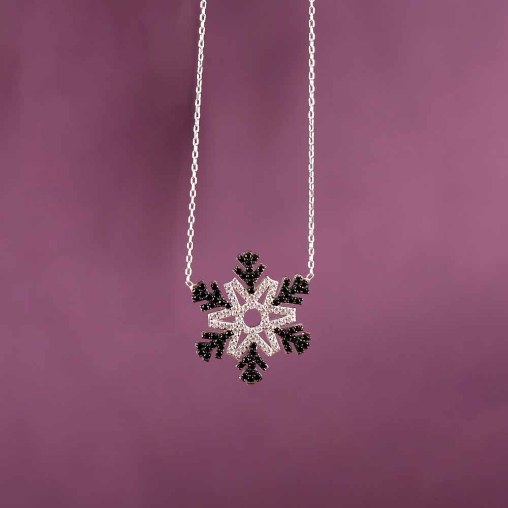 925 Sterling Silver Colored Snow Flake Necklace