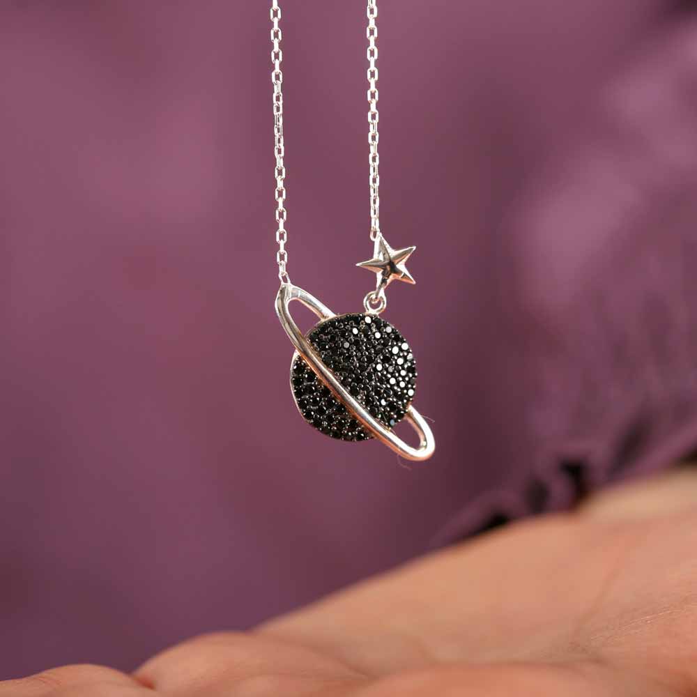 925 Sterling Silver Earth And Stars Necklace