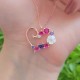 925 Sterling Silver Heart Necklace - Multi colored Zircon