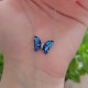 925 Sterling Silver Butterfly Necklace - colored Zircon