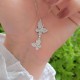 925 Sterling Silver Romantic Butterflies Dancing Necklace - White Zircon