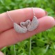 925 Sterling Silver Ducks Necklace - White Zircon