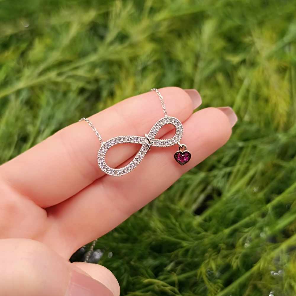 925 Sterling Silver Heart Infinity Necklace