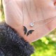 925 Sterling Silver Romantic Dancing Black Butterflies Pendant