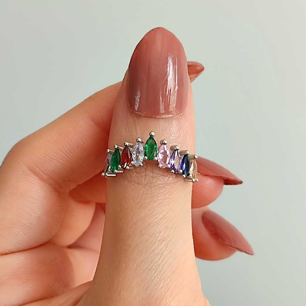 925 Sterling Silver Ring - Special Multi Colored Ring