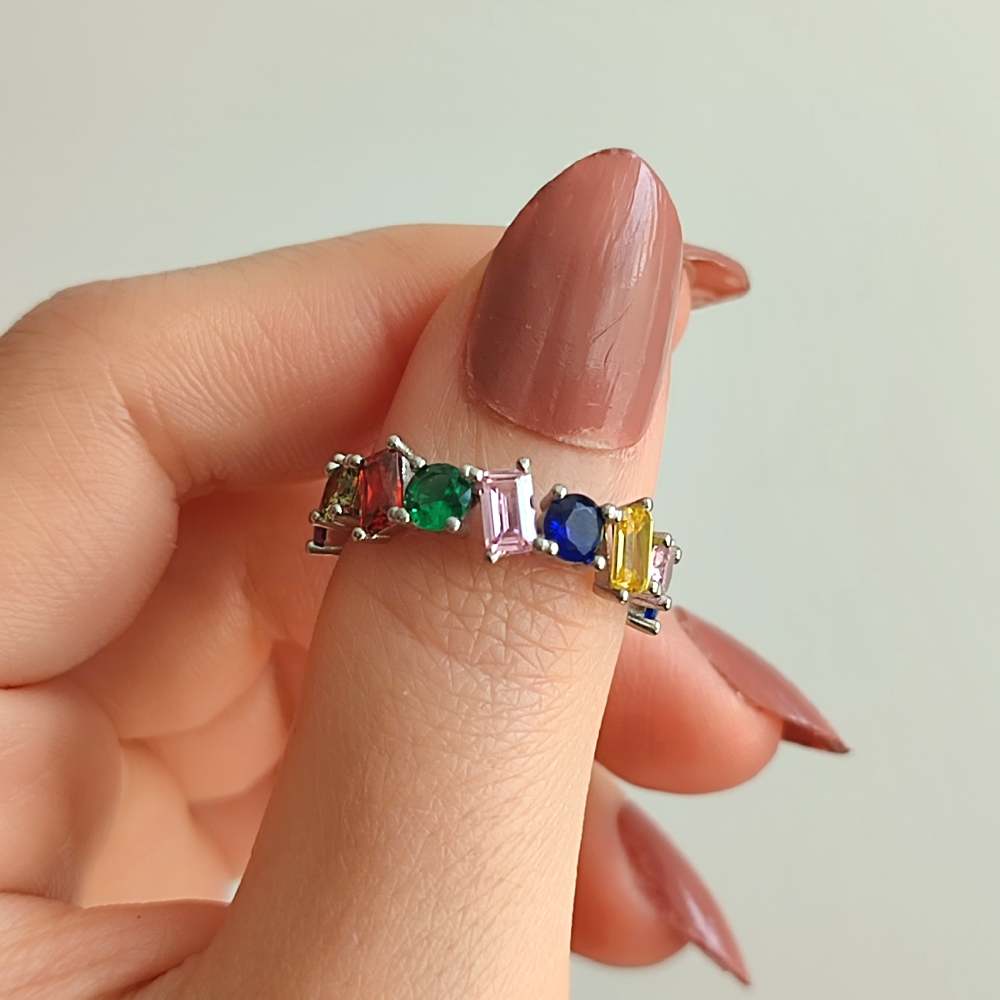 925 Sterling Silver Ring - Special Multi Colored Ring