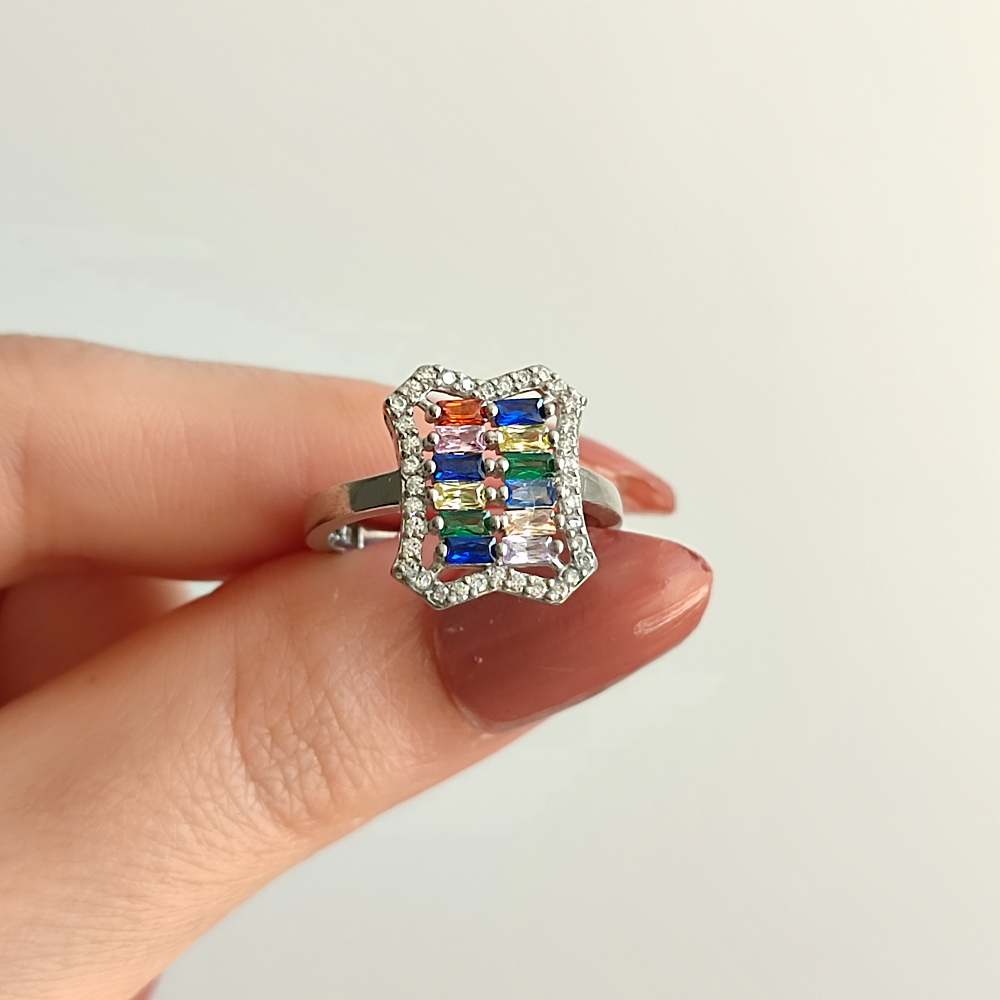 925 Sterling Silver Ring - Special Multi Colored Ring