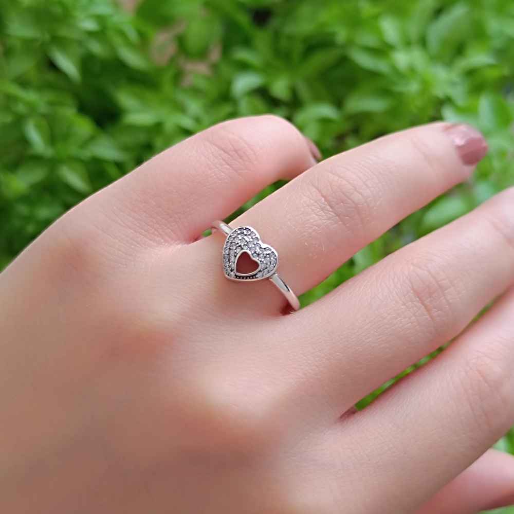 925 Sterling Silver Heart Of Love Ring - White Zircon